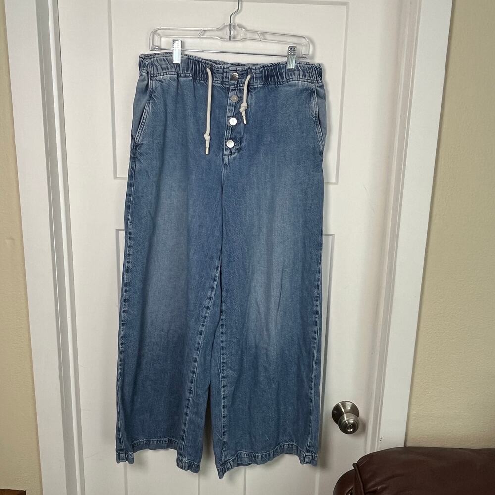 Anthropologie Pilcro Drawstring Pull-On Wide Leg Jeans Elastic Waist Women's M - Picture 3 of 14